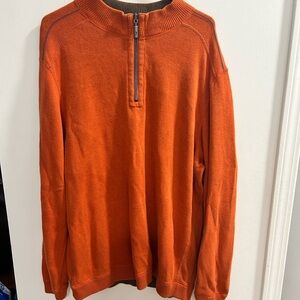 Tommy Bahama Sweater Mens XL Orange Quarter Zip Casual Reversible Sweater